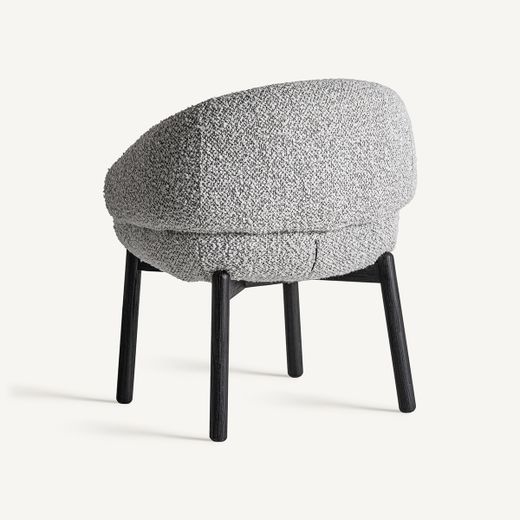 Silla de comedor de tejido de poliéster y madera de olmo en gris, 63 x 60 x 74 cm | Jacquard