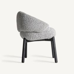 Silla de comedor de tejido de poliéster y madera de olmo en gris, 63 x 60 x 74 cm | Jacquard