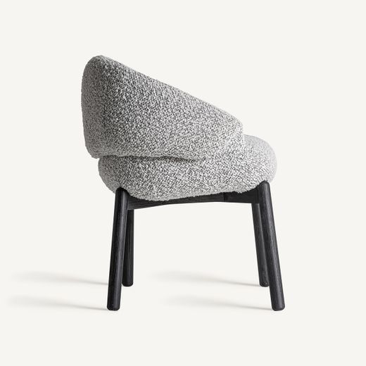 Silla de comedor de tejido de poliéster y madera de olmo en gris, 63 x 60 x 74 cm | Jacquard