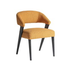 Silla de comedor de tejido de poliéster y madera de roble en amarillo, 57 x 60 x 82 cm | Veney
