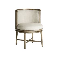 Silla de comedor de tejido de poliéster y madera de roble en blanco, 60 x 60 x 78 cm | Varaire