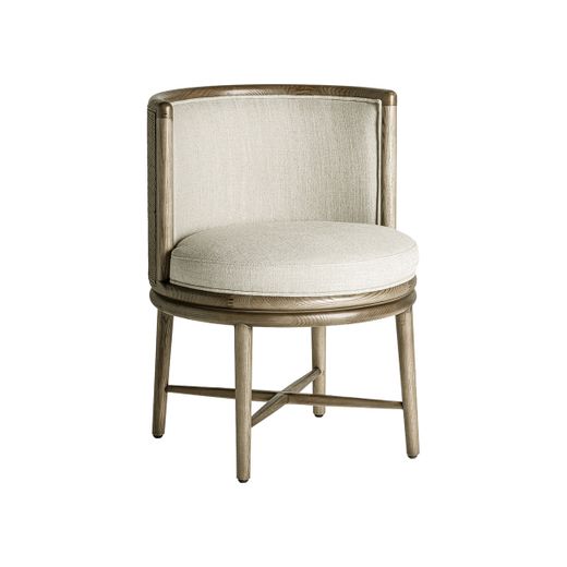 Silla de comedor de tejido de poliéster y madera de roble en blanco, 60 x 60 x 78 cm | Varaire