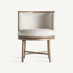 Silla de comedor de tejido de poliéster y madera de roble en blanco, 60 x 60 x 78 cm | Varaire