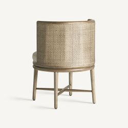 Silla de comedor de tejido de poliéster y madera de roble en blanco, 60 x 60 x 78 cm | Varaire
