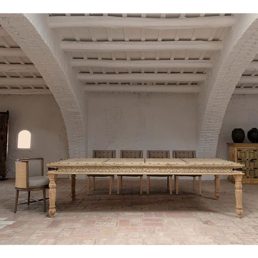 Silla de comedor de tejido de poliéster y madera de roble en blanco, 60 x 60 x 78 cm | Varaire