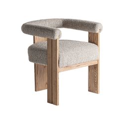 Silla de comedor de tejido de poliéster y madera de roble en gris, 66 x 63 x 73 cm | Ustka