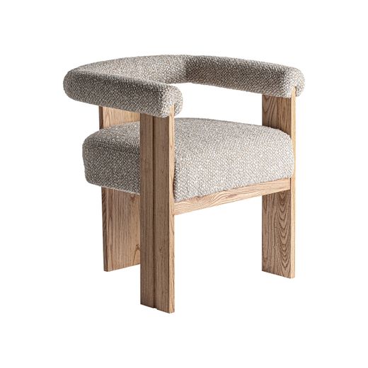 Silla de comedor de tejido de poliéster y madera de roble en gris, 66 x 63 x 73 cm | Ustka