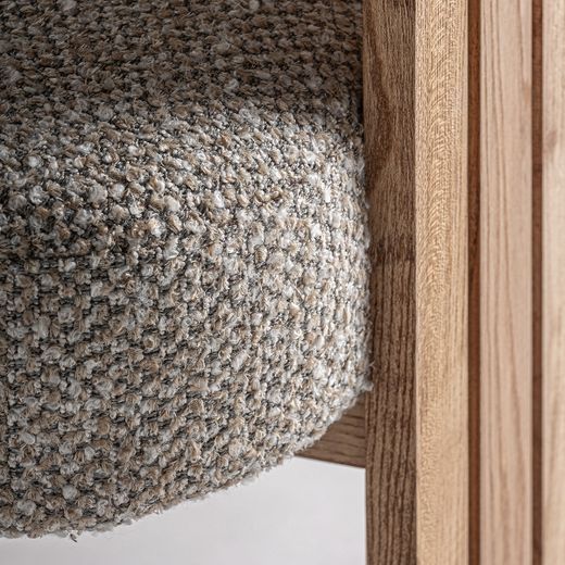 Silla de comedor de tejido de poliéster y madera de roble en gris, 66 x 63 x 73 cm | Ustka