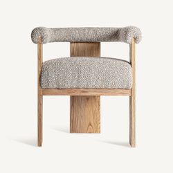 Silla de comedor de tejido de poliéster y madera de roble en gris, 66 x 63 x 73 cm | Ustka