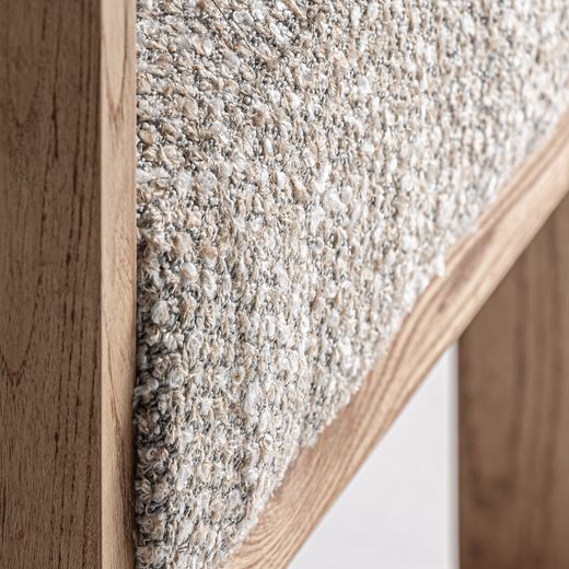 Silla de comedor de tejido de poliéster y madera de roble en gris, 66 x 63 x 73 cm | Ustka