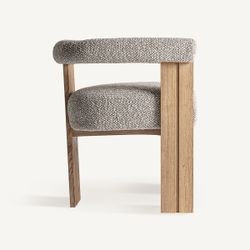 Silla de comedor de tejido de poliéster y madera de roble en gris, 66 x 63 x 73 cm | Ustka