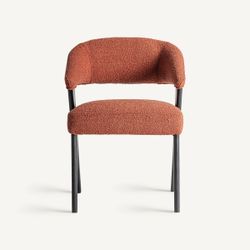 Silla de comedor de tejido de poliéster y madera de roble en terracota, 57 x 60 x 80 cm | Veney