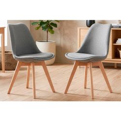 Silla de comedor de tejido en gris, 48 x 54 x 84 cm | Bistro