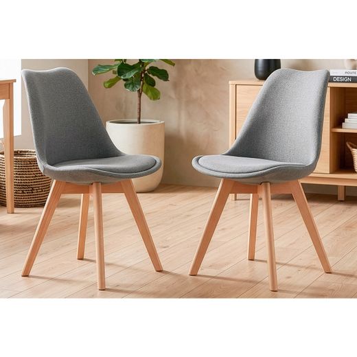 Silla de comedor de tejido en gris, 48 x 54 x 84 cm | Bistro