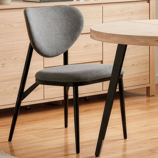 Silla de comedor de tejido en gris, 49 x 66 x 82,5 cm | Moon