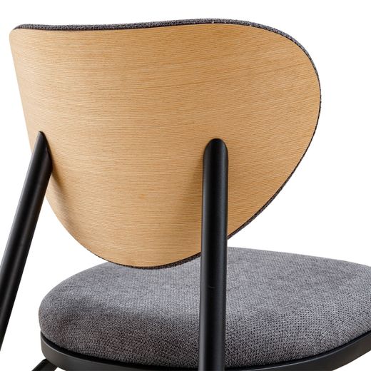 Silla de comedor de tejido en gris, 49 x 66 x 82,5 cm | Moon
