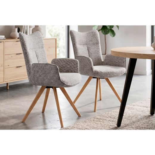 Silla de comedor de tejido en gris, 57,5 x 56,5 x 91 cm | Mireia