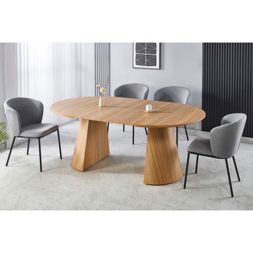 Silla de comedor de tejido en gris, 63 x 60 x 82 cm | Margot