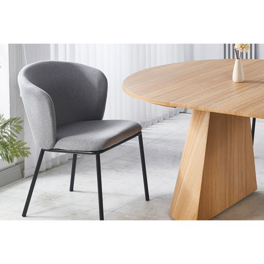 Silla de comedor de tejido en gris, 63 x 60 x 82 cm | Margot