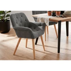 Silla de comedor de tejido en gris, 67,5 x 64 x 82 cm | Nature