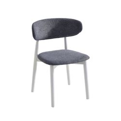 Silla de comedor de tejido y madera en gris y blanco, 48 x 45 x 79 cm | Vera