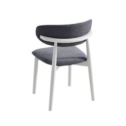 Silla de comedor de tejido y madera en gris y blanco, 48 x 45 x 79 cm | Vera