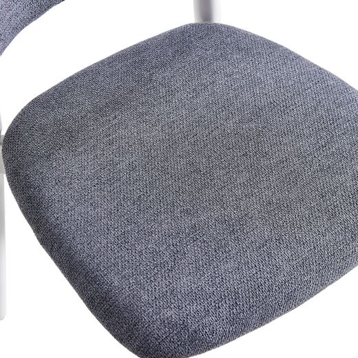 Silla de comedor de tejido y madera en gris y blanco, 48 x 45 x 79 cm | Vera