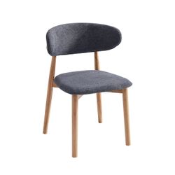 Silla de comedor de tejido y madera en gris y natural, 48 x 45 x 79 cm | Vera