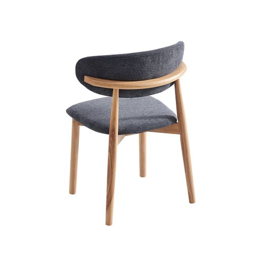 Silla de comedor de tejido y madera en gris y natural, 48 x 45 x 79 cm | Vera