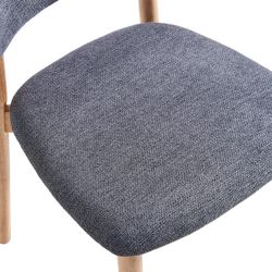Silla de comedor de tejido y madera en gris y natural, 48 x 45 x 79 cm | Vera