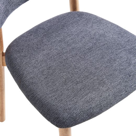 Silla de comedor de tejido y madera en gris y natural, 48 x 45 x 79 cm | Vera