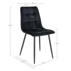 Velvet dining chair in dark blue, 55 x 44 x 86 cm | Middelfart