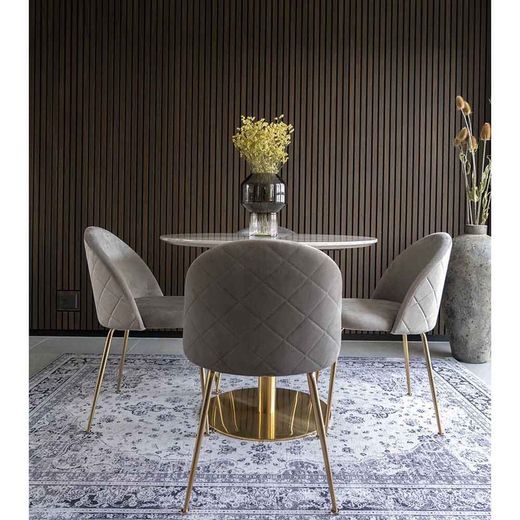 Esszimmerstuhl aus Samt in Grau, 56 x 51 x 76 cm | Genf
