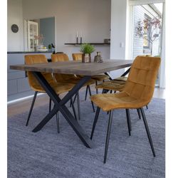Velvet dining chair in mustard, 55 x 44 x 86 cm | Middelfart
