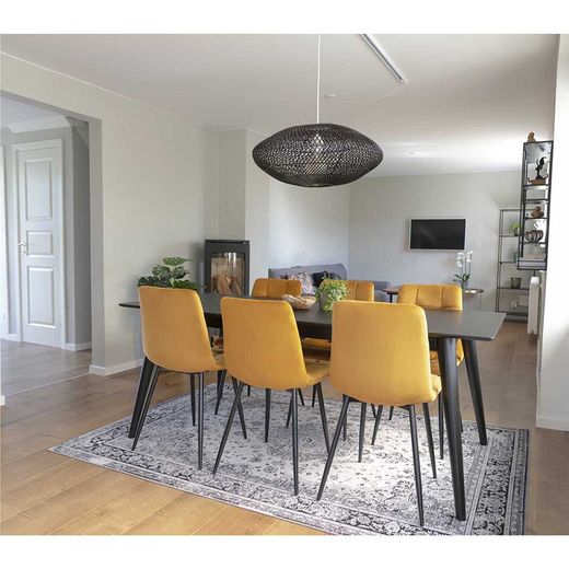Velvet dining chair in mustard, 55 x 44 x 86 cm | Middelfart