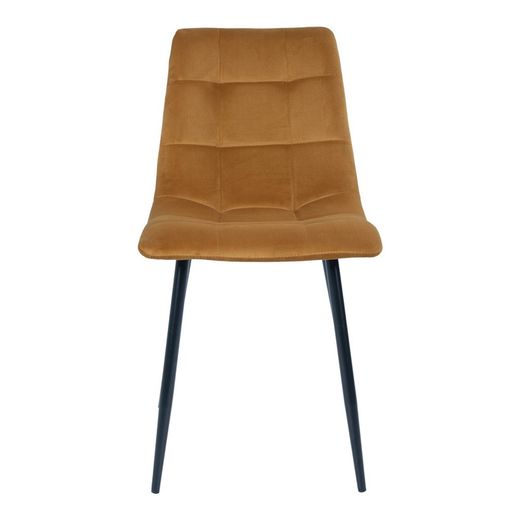 Velvet dining chair in mustard, 55 x 44 x 86 cm | Middelfart