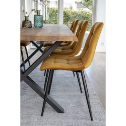 Velvet dining chair in mustard, 55 x 44 x 86 cm | Middelfart