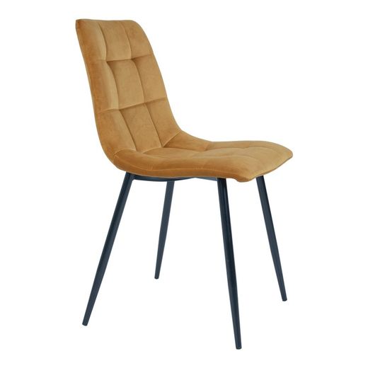 Velvet dining chair in mustard, 55 x 44 x 86 cm | Middelfart
