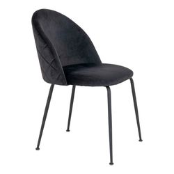 Chaise de salle à manger en velours noir, 56 x 51 x 76 cm | Genève