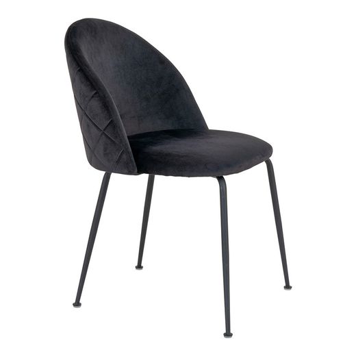 Chaise de salle à manger en velours noir, 56 x 51 x 76 cm | Genève
