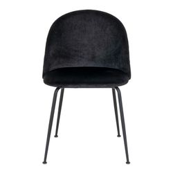 Chaise de salle à manger en velours noir, 56 x 51 x 76 cm | Genève