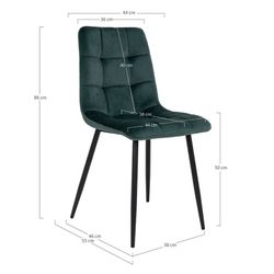 Velvet dining chair in green, 55 x 44 x 86 cm | Middelfart