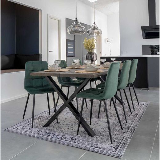 Velvet dining chair in green, 55 x 44 x 86 cm | Middelfart