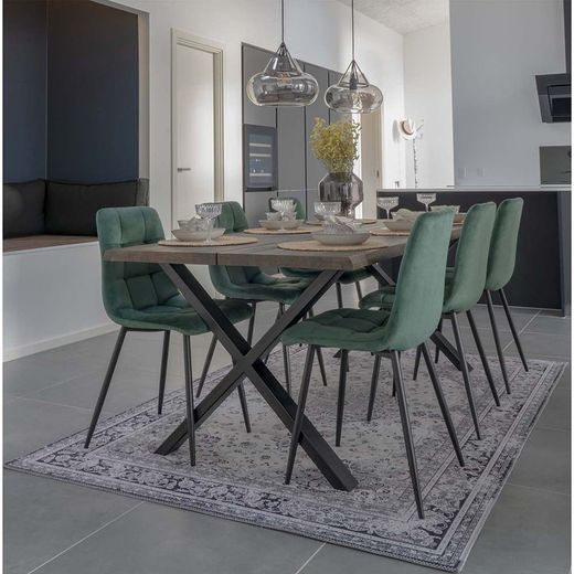 Velvet dining chair in green, 55 x 44 x 86 cm | Middelfart