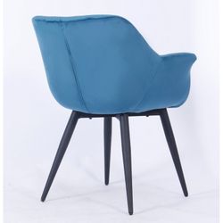 Fabio Blue/Black Velvet and Metal Dining Chair, 66'5x62x83 cm