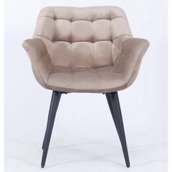 Fabio Dining Chair in Taupe/Black Velvet and Metal, 66'5x62x83 cm