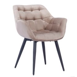Fabio Dining Chair in Taupe/Black Velvet and Metal, 66'5x62x83 cm