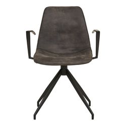 Swivel dining chair with armrests made of microfibre in grey, 54 x 48 x 86 cm | Monaco