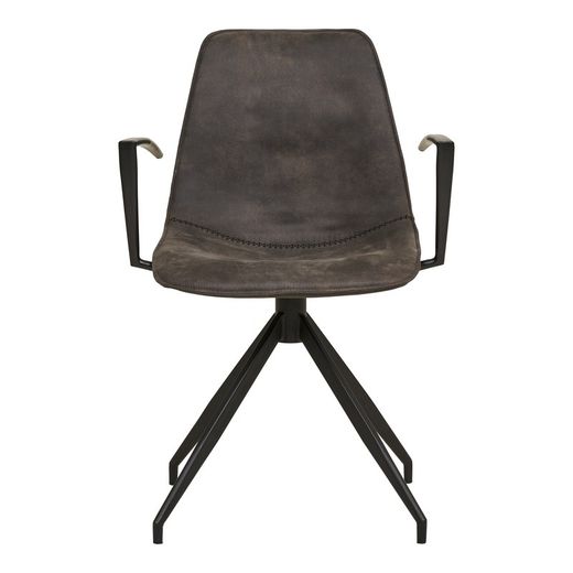 Swivel dining chair with armrests made of microfibre in grey, 54 x 48 x 86 cm | Monaco