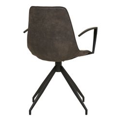 Swivel dining chair with armrests made of microfibre in grey, 54 x 48 x 86 cm | Monaco